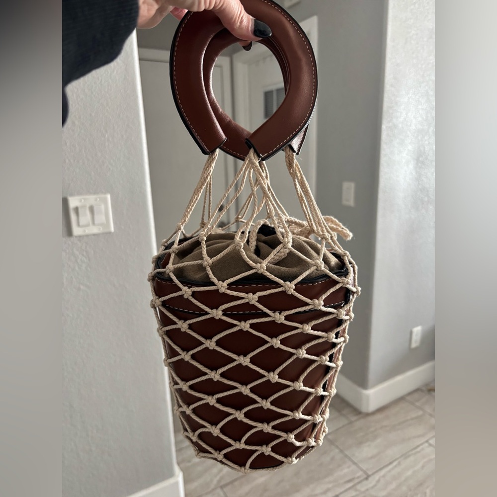 Sabo Brown Bucket Bag with Net Design